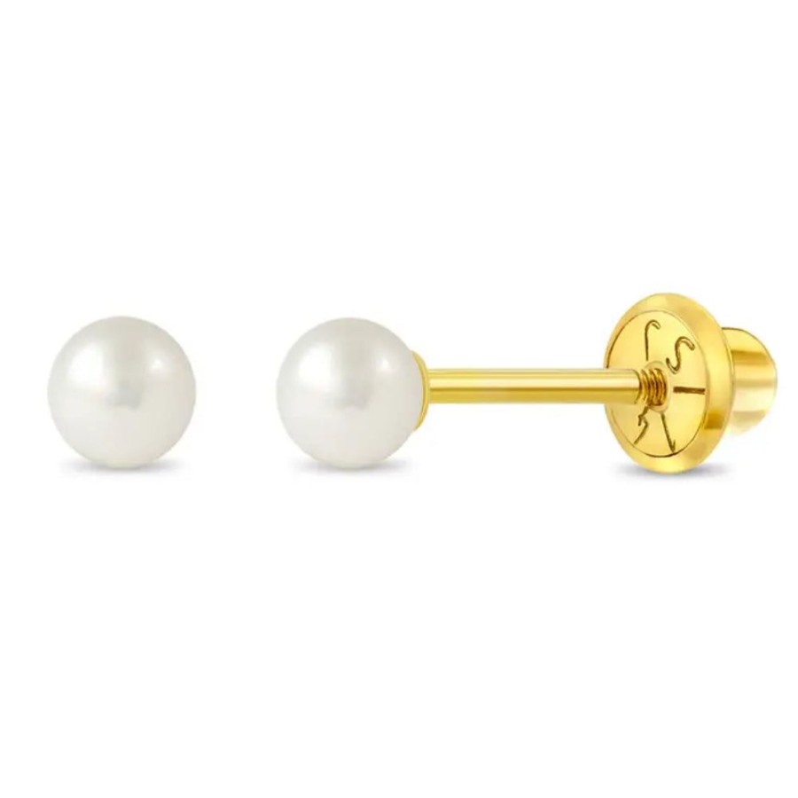 Jewelry Smyth Jewelers | Children'S 14K Yellow Gold 3.5-4Mm Cultured Pearl Stud Earrings