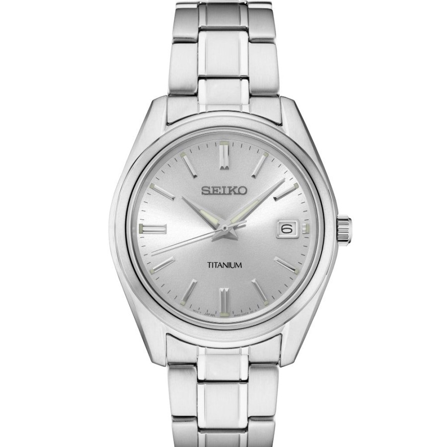 Gifts Seiko | Seiko Essentials Collection Silver Sunray Dial Titanium Classic Quartz