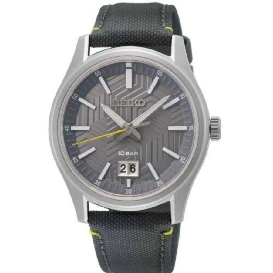 Timepieces Seiko | Seiko Essentials 40Mm Quartz Grey Dial, Grey Strap Sur543