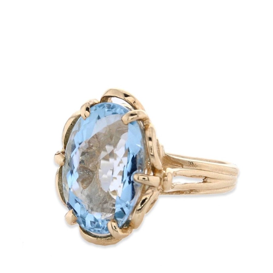 Jewelry Smyth Jewelers | Estate 14K Yellow Gold Scalloped Blue Topaz Ring