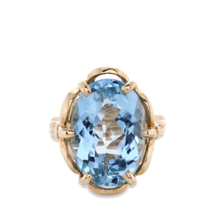 Jewelry Smyth Jewelers | Estate 14K Yellow Gold Scalloped Blue Topaz Ring