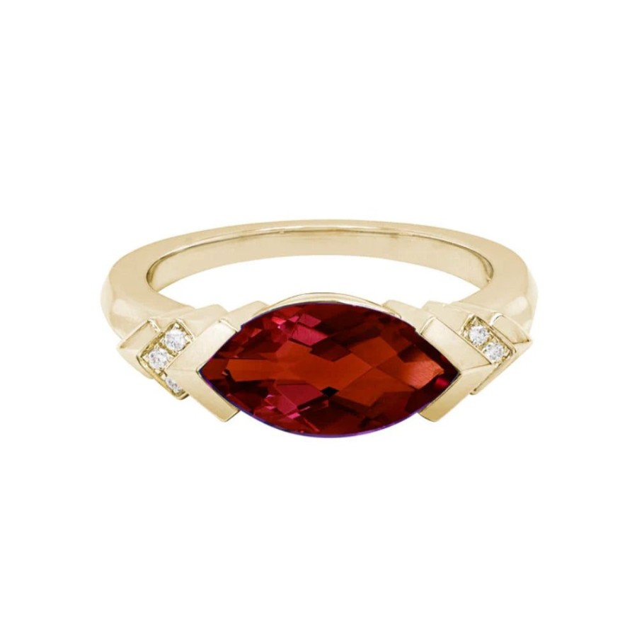 Jewelry Smyth Jewelers | 14K Gold Garnet And Diamond Design Ring