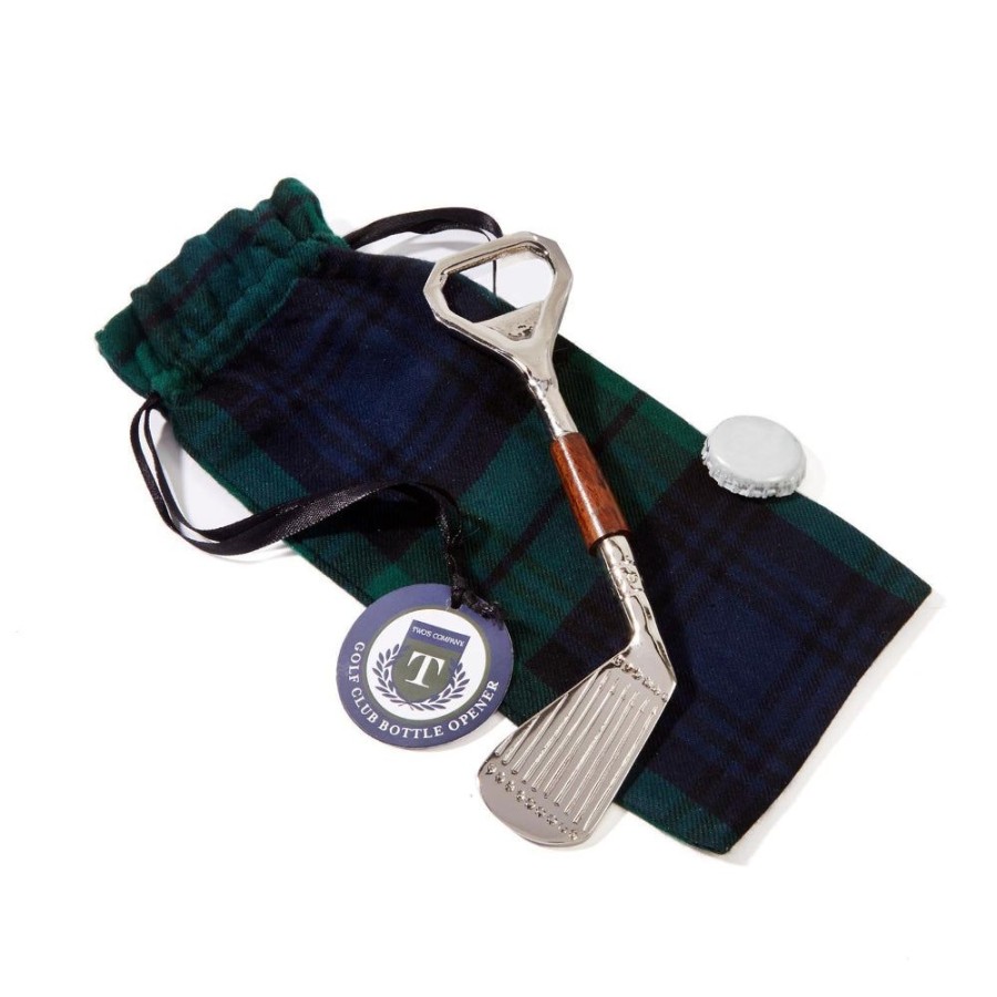 Gifts Two's Company | Two'S Company Golf Club Bottle Opener In Plaid Gift Pouch