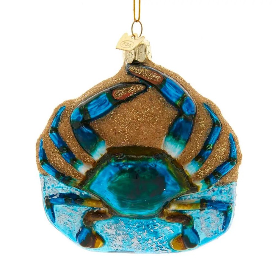 Gifts Kurt S. Adler | Kurt S. Adler 4" Noble Gems Glass Blue Crab Ornament