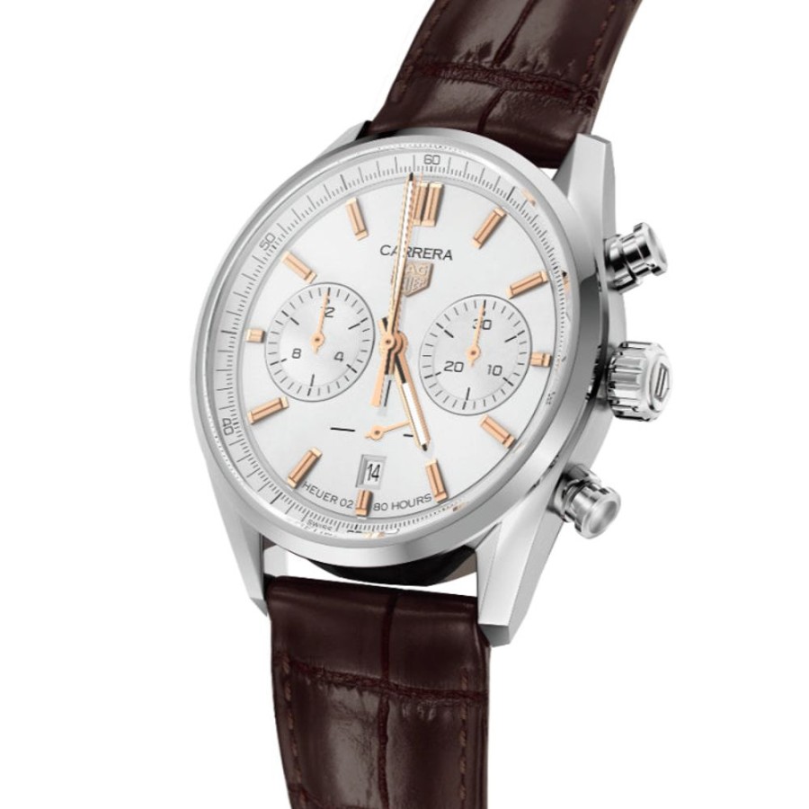 Gifts TAG Heuer | Tag Heuer Carrera 42Mm Automatic Chronograph - Rose And White/Brown Le