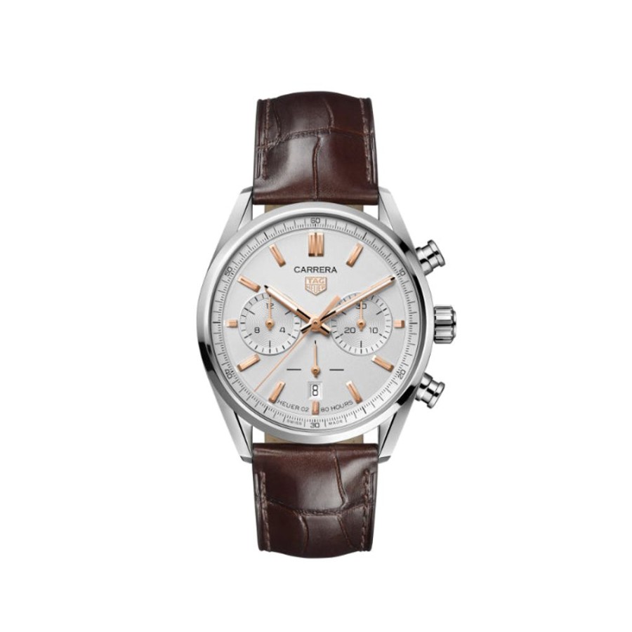 Gifts TAG Heuer | Tag Heuer Carrera 42Mm Automatic Chronograph - Rose And White/Brown Le