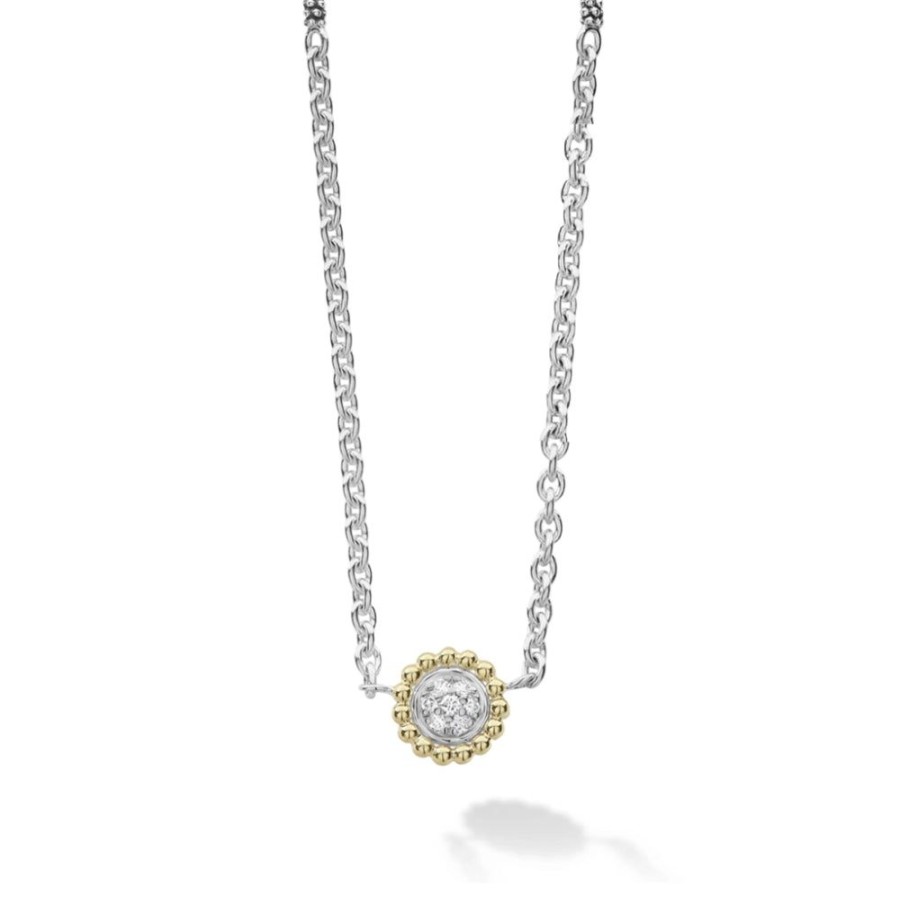 Jewelry Lagos | Lagos Caviar Lux Two Tone Diamond Pendant Necklace