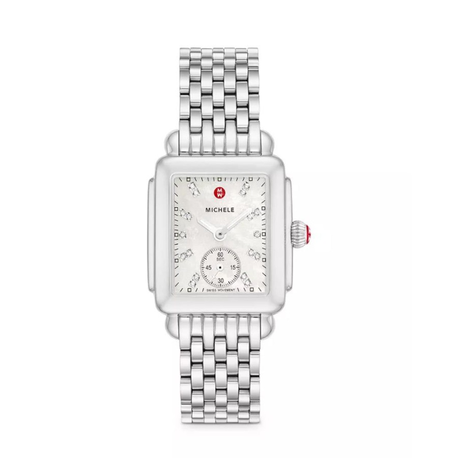 Timepieces Michele | Michele Deco Mid Stainless Diamond Dial Watch