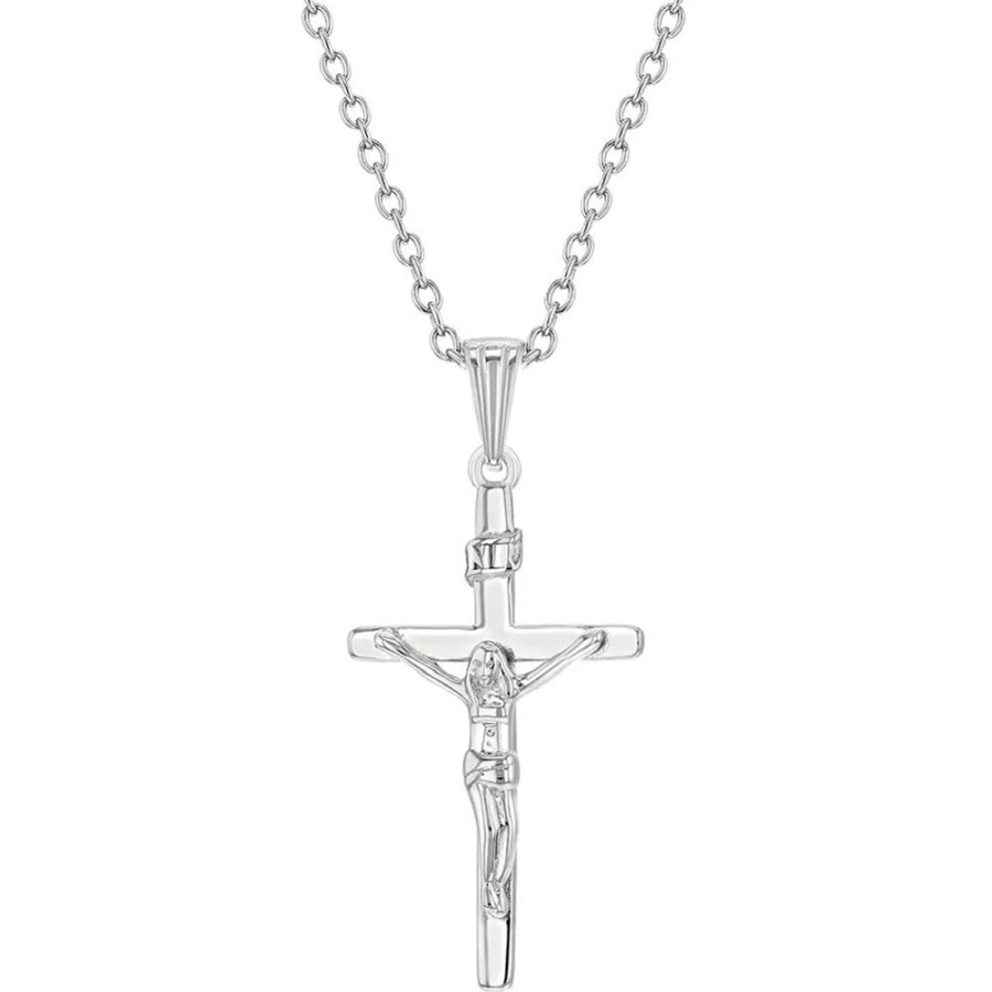 Jewelry Smyth Jewelers | Children'S Sterling Silver Traditional Jesus Crucifix Pendant Necklace