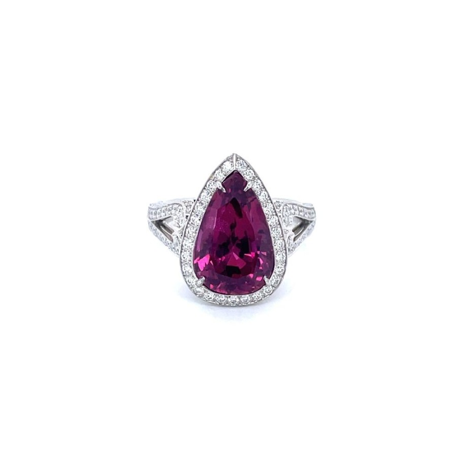 Jewelry Smyth Jewelers | Estate Platinum Ring Purple Pear-Shaped Sapphire With Diamonds