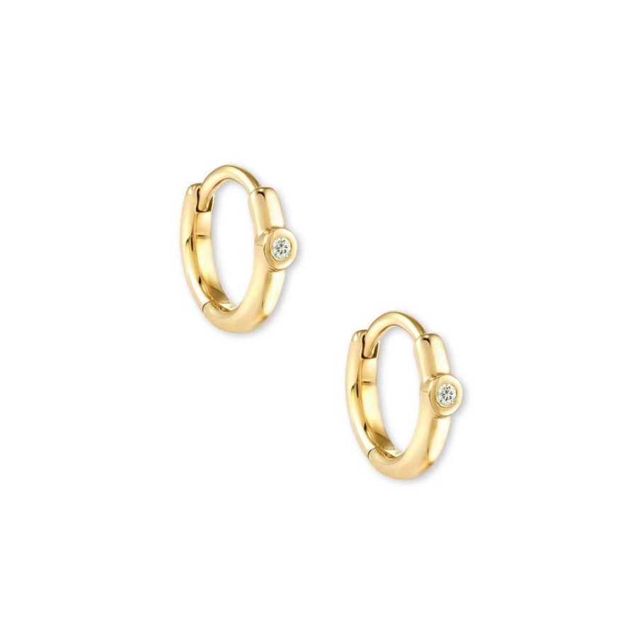 Jewelry Kendra Scott | Kendra Scott Audrey 14K Gold Huggie Earrings In White Diamond