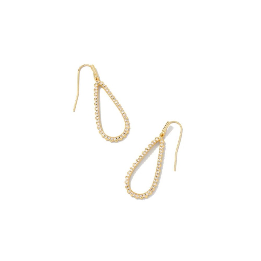 Jewelry Kendra Scott | Kendra Scott Payton Small Open Frame Earrings In White Crystal