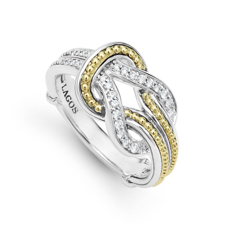 Jewelry Lagos | Lagos Newport Small Two Tone Knot Diamond Ring