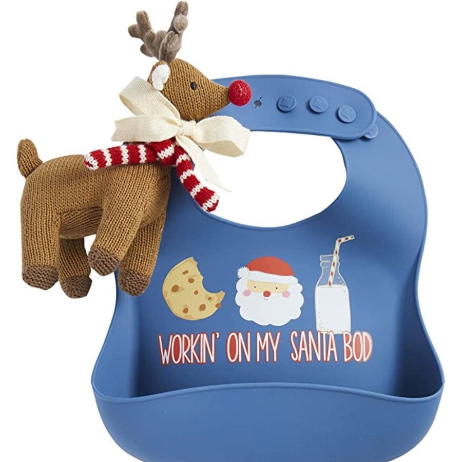 Gifts Mud Pie | Mud Pie "Santa Bod" Bib With Rattle