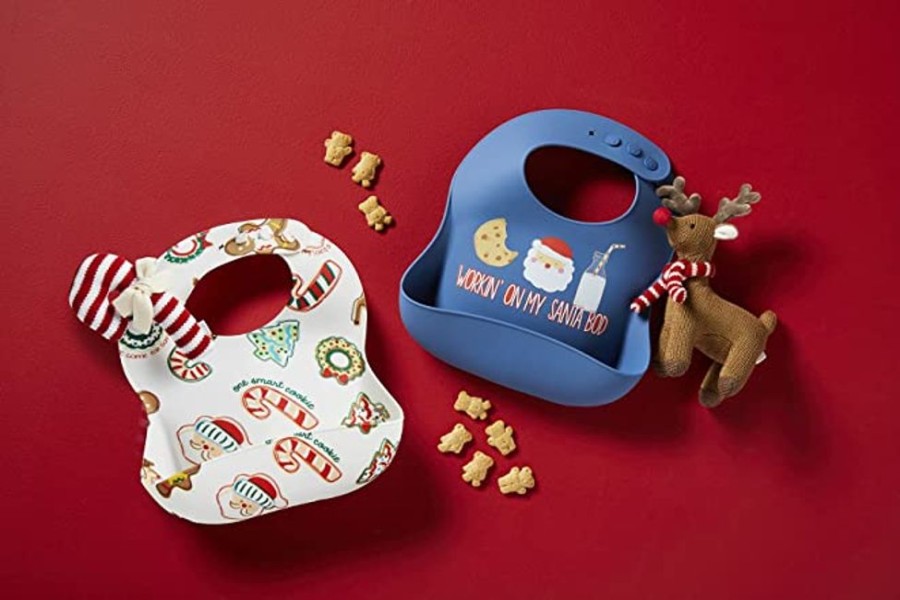 Gifts Mud Pie | Mud Pie "Santa Bod" Bib With Rattle