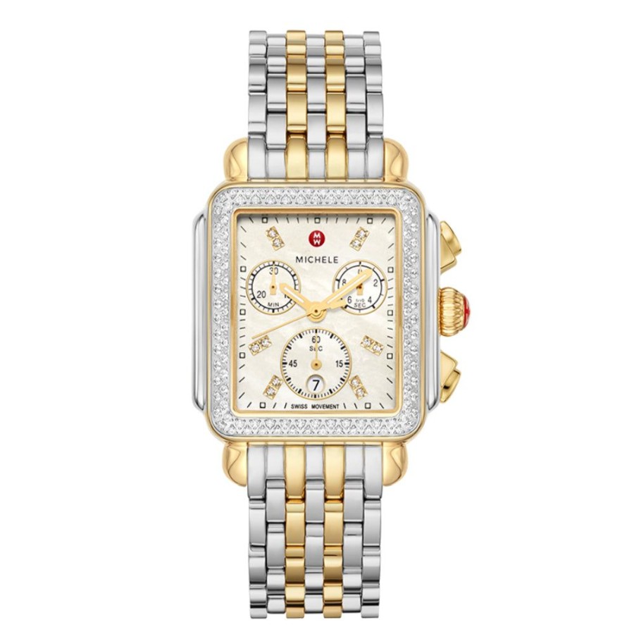 Timepieces Michele | Michele Deco Two-Tone 18K Gold Diamond Watch