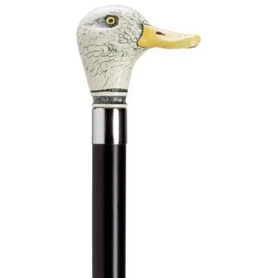 Gifts Harvy Canes | Antique Scrimshaw Duck Head Derby - Black Cane