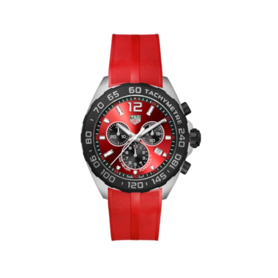 Timepieces TAG Heuer | Tag Heuer Formula 1 Quartz Chronograph 43Mm Steel/Red Rubber