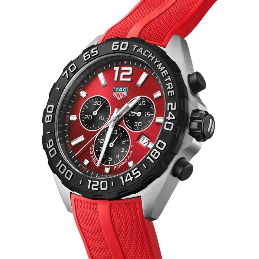 Timepieces TAG Heuer | Tag Heuer Formula 1 Quartz Chronograph 43Mm Steel/Red Rubber