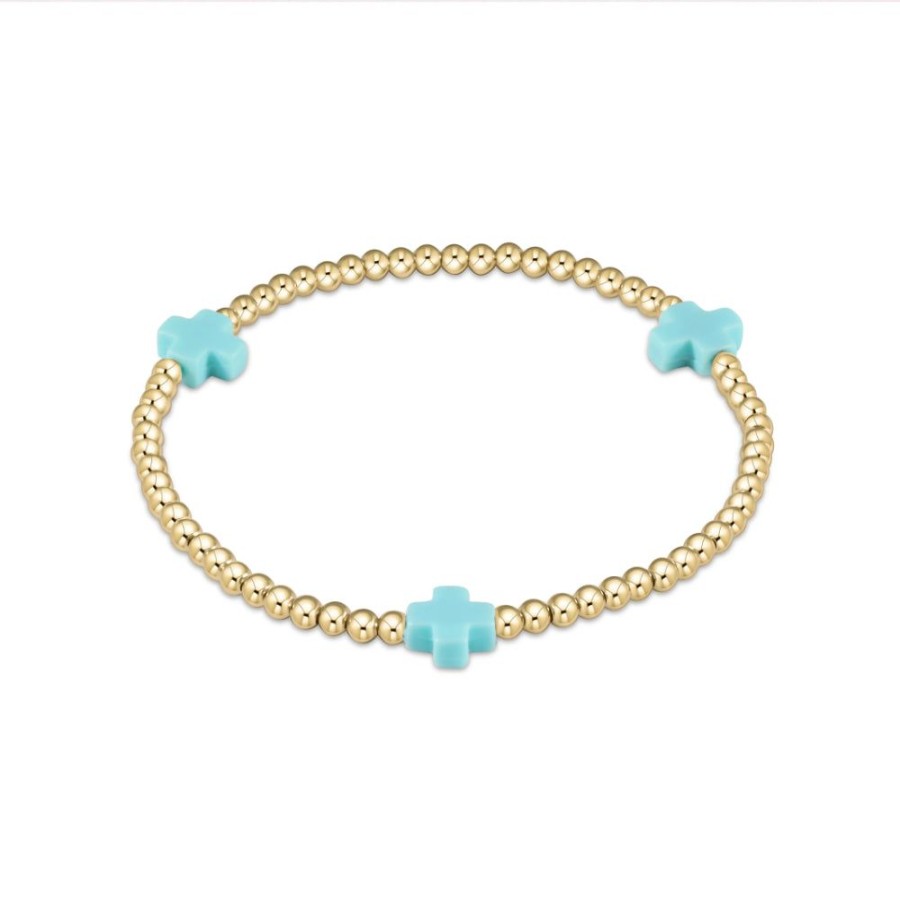 Jewelry enewton | Enewton Egirl Signature Cross Gold Pattern 3Mm Bead Bracelet