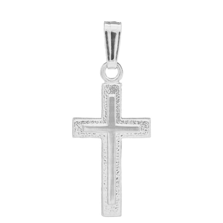 Jewelry Smyth Jewelers | Sterling Silver Children'S Embossed Cross Pendant Necklace