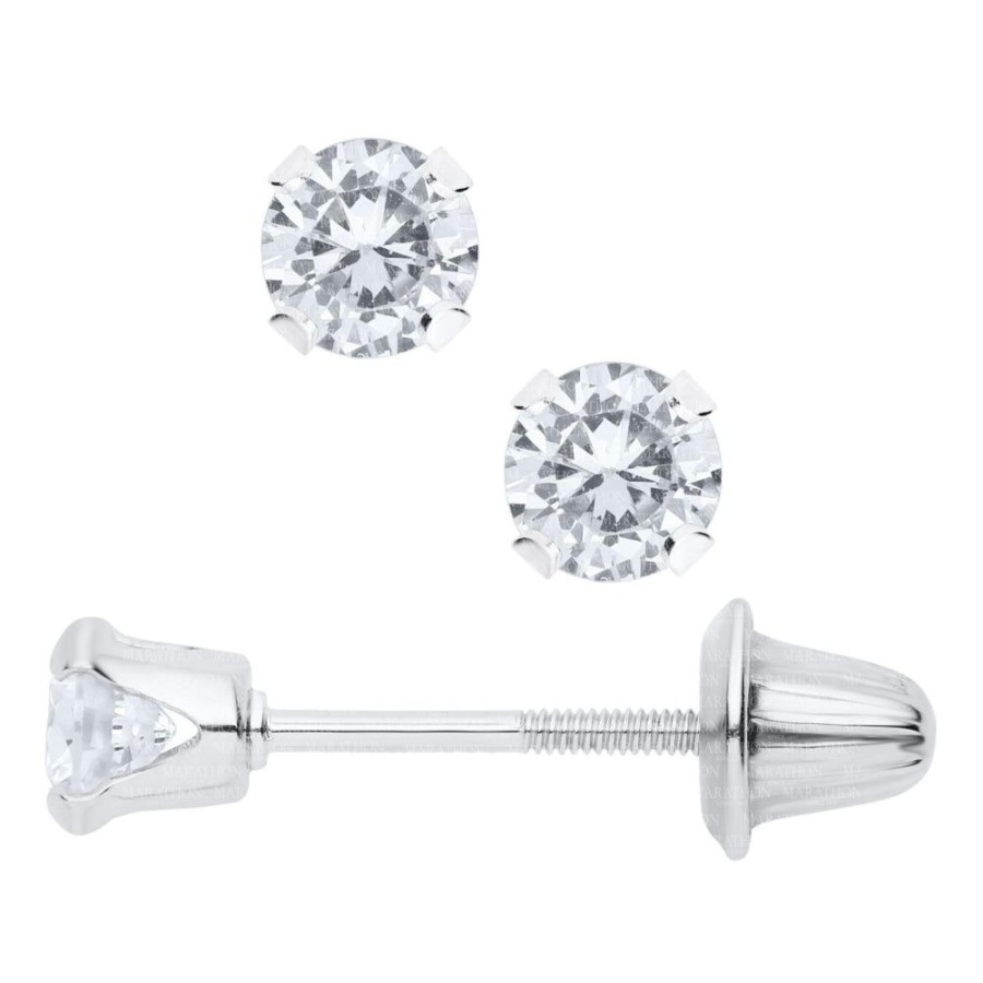 Jewelry Smyth Jewelers | Children'S Silver Pierced Cz Stud Earrings