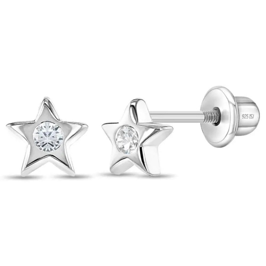 Jewelry Smyth Jewelers | Children'S Sterling Silver & Clear Cz Star Stud Earrings