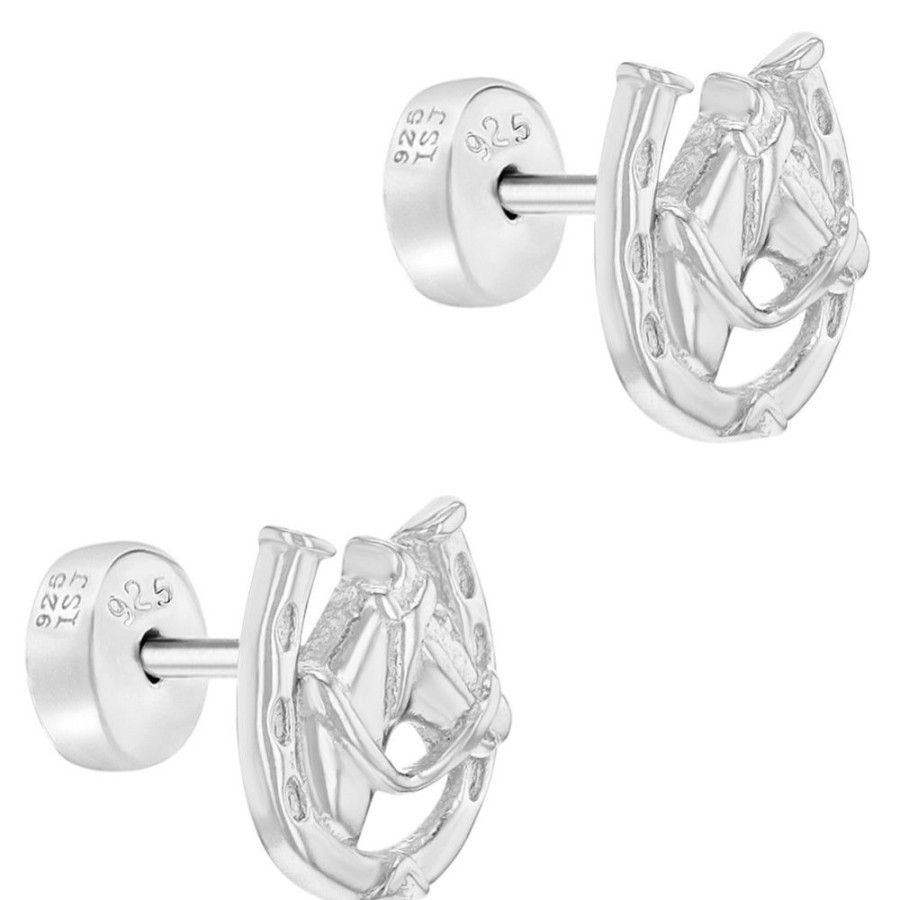 Jewelry Smyth Jewelers | Children'S Sterling Silver Shoe Horse Equestrian Stud Earrings