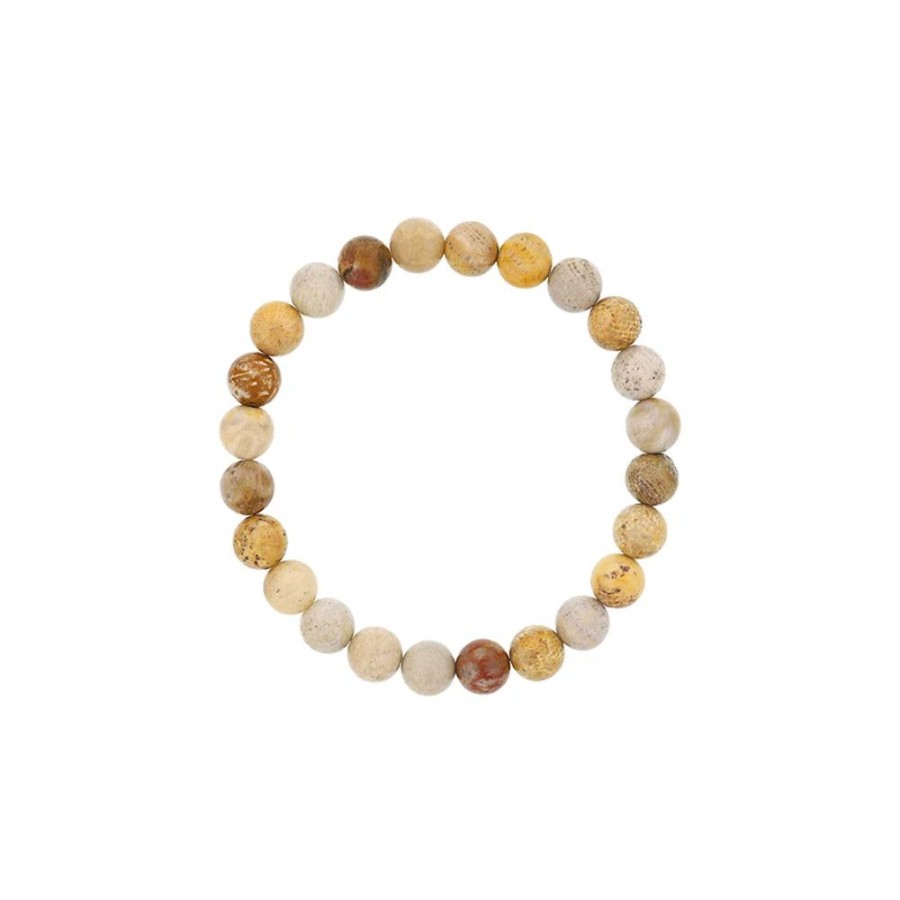 Jewelry Dee Berkley Jewelry | Men'S Fossil Coral Beaded Bracelet