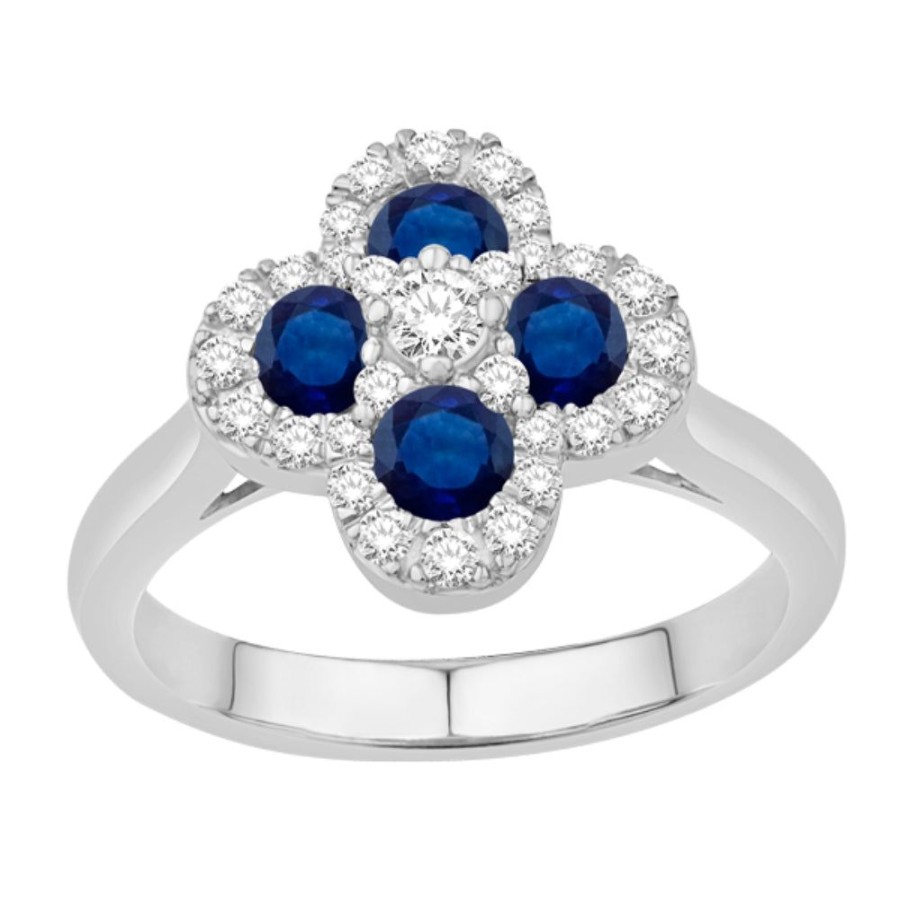 Jewelry Smyth Jewelers | 14K Sapphire & Diamond Flower Shape Ring