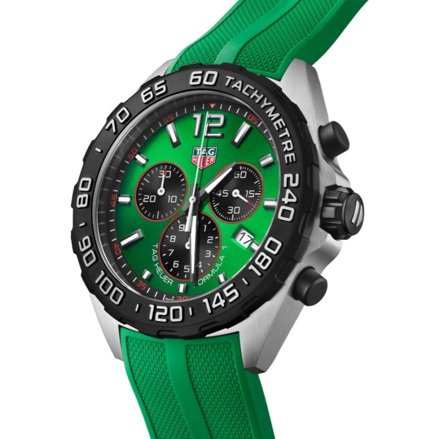 Timepieces TAG Heuer | Tag Heuer Formula 1 Quartz Chronograph 43Mm Steel/Green Rubber