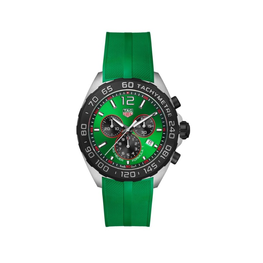 Timepieces TAG Heuer | Tag Heuer Formula 1 Quartz Chronograph 43Mm Steel/Green Rubber