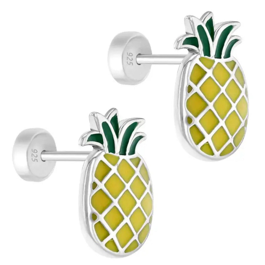 Gifts Smyth Jewelers | Children'S Sterling Silver & Enamel Pineapple Stud Earrings