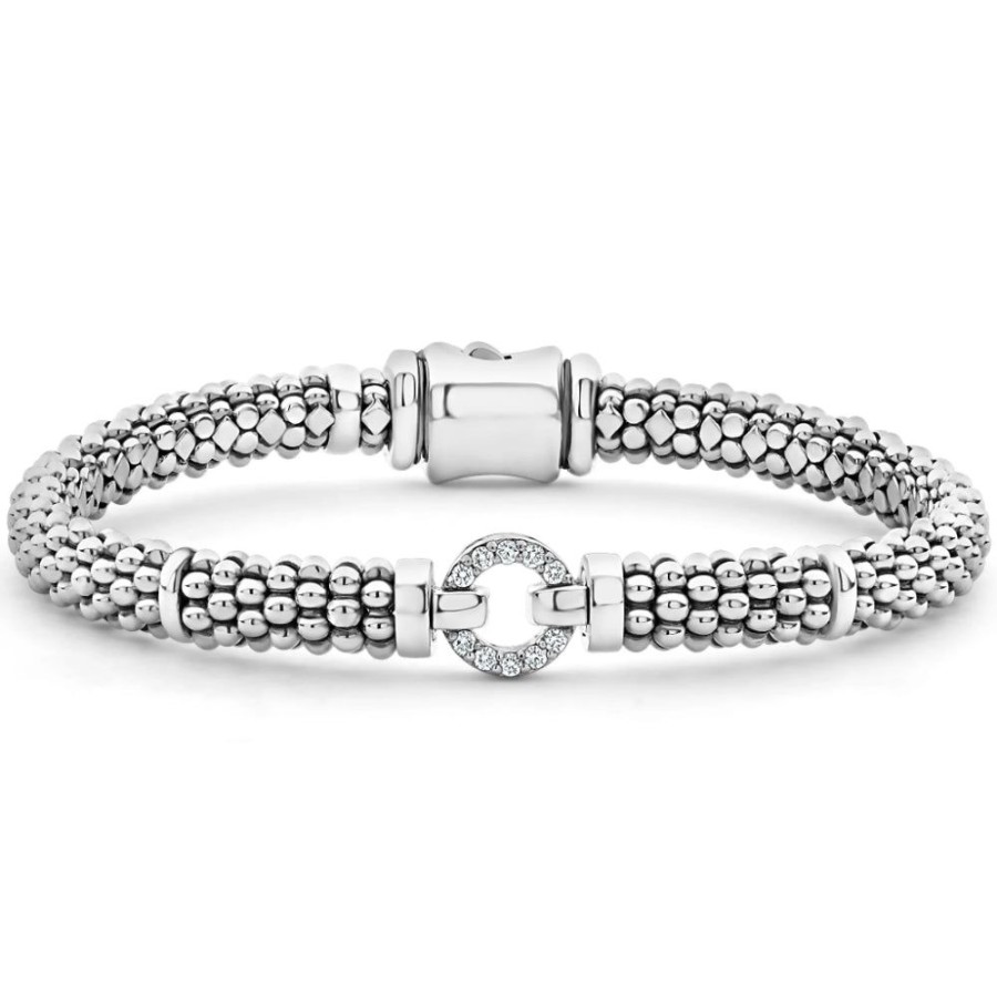 Jewelry Lagos | Lagos Enso Silver Diamond Circle Caviar Bracelet