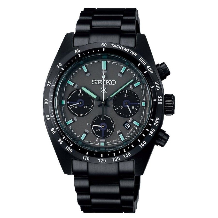 Timepieces Seiko | Seiko Prospex Speedtimer 39Mm Solar Chronograph Black/Grey