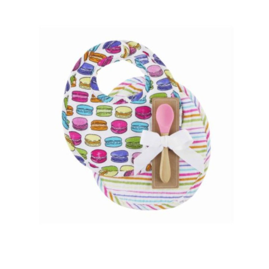 Gifts Mud Pie | Mud Pie Macaron Bib And Spoon