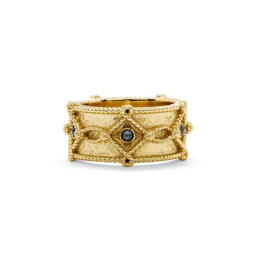 Jewelry Capucine De Wulf | Capucine De Wulf Victoria Ring Band In Hammered Gold/Blue Labradorite