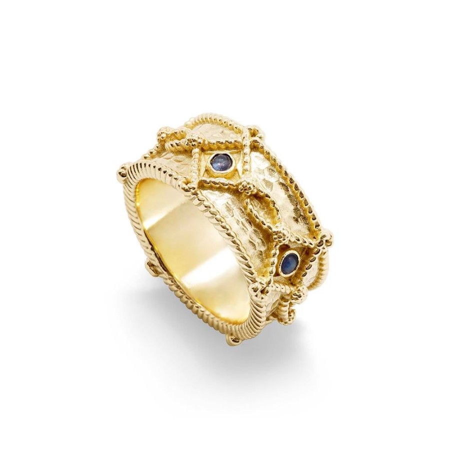 Jewelry Capucine De Wulf | Capucine De Wulf Victoria Ring Band In Hammered Gold/Blue Labradorite