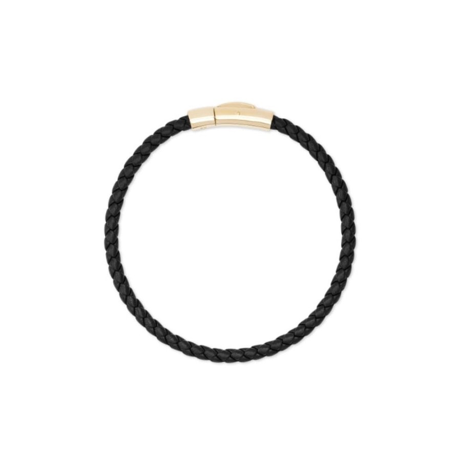 Gifts Kendra Scott | Scott Bros. Evans 18K Yellow Gold Vermeil Corded Bracelet In Black Lea