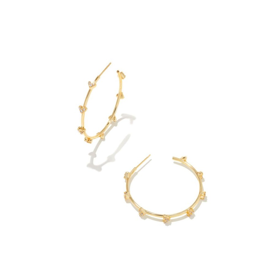 Jewelry Kendra Scott | Kendra Scott Haven Heart Hoop Earrings In White Crystal