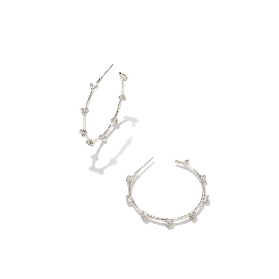 Jewelry Kendra Scott | Kendra Scott Haven Heart Hoop Earrings In White Crystal