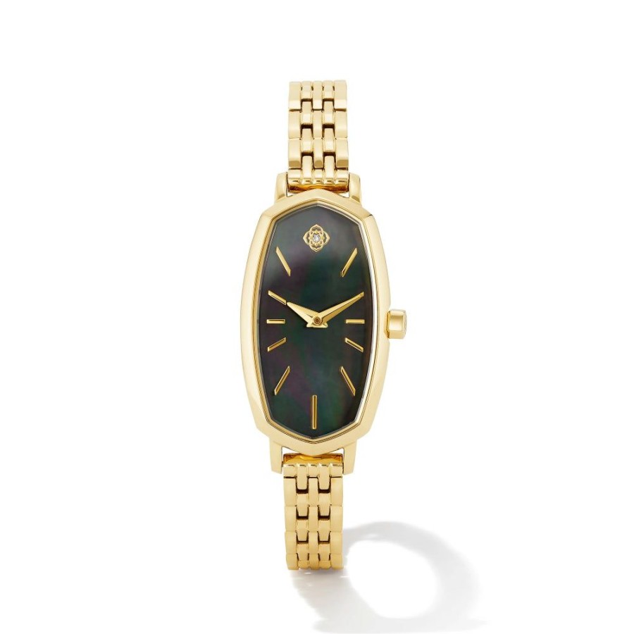 Timepieces Kendra Scott | Kendra Scott Elle Watch Gold Tone- Black Mother Of Pearl