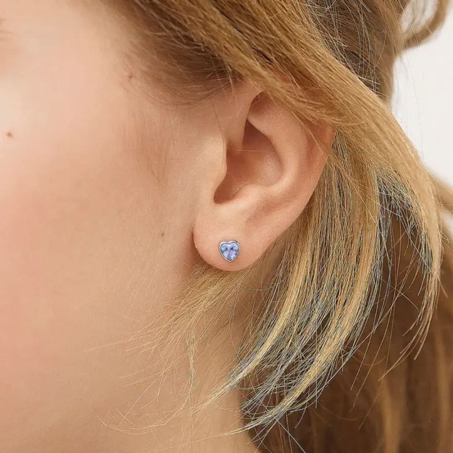 Jewelry Smyth Jewelers | Children'S Sterling Silver Cz Birthstone Heart Stud Earrings - June