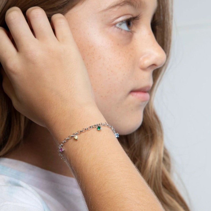 Jewelry Smyth Jewelers | Children'S Sterling Silver Multicolored Adjustable Bracelet