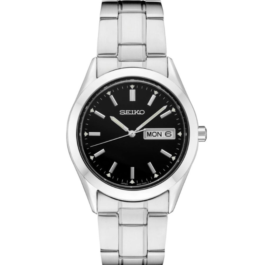 Gifts Seiko | Seiko Essentials Collection Black Dial 38Mm Stainless Steel Quartz Sur