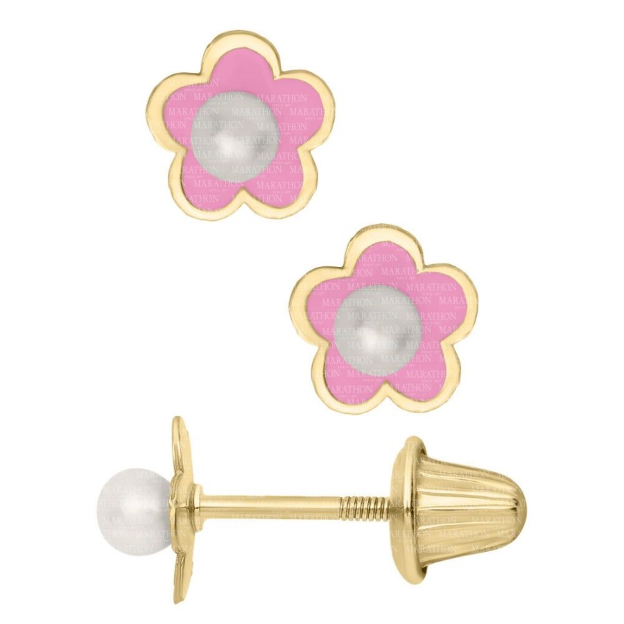 Jewelry Smyth Jewelers | Children'S 14K Pink Flower Stud Earrings