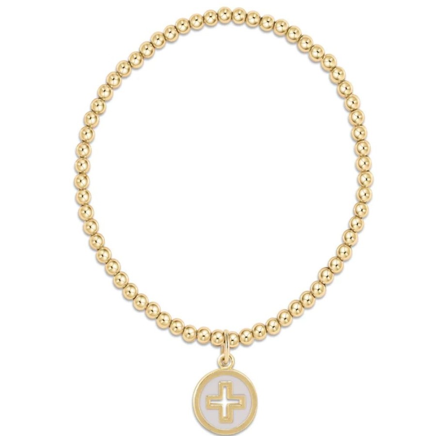 Jewelry enewton | Enewton Classic Gold 3Mm Bead Bracelet - Off-White Signature Cross Gol