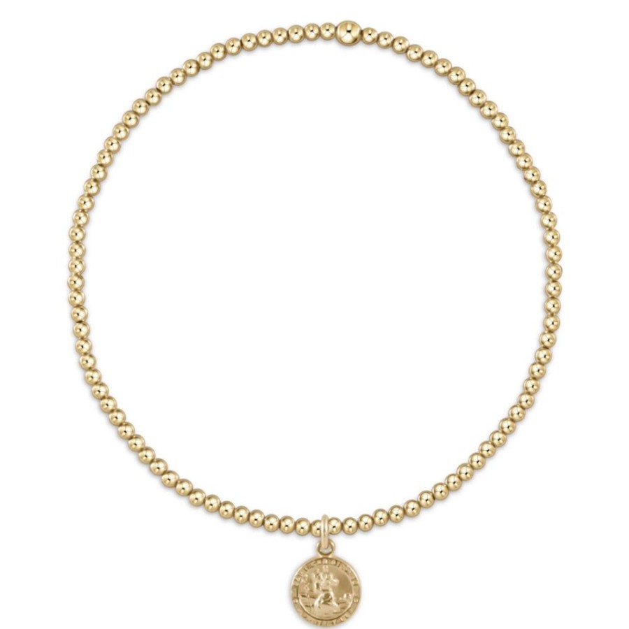 Jewelry enewton | Enewton Protection Small Gold Charm On Classic Gold 2Mm Bead Bracelet