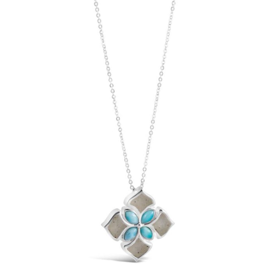 Gifts Dune Jewelry | Dune Jewelry Sterling Silver Boho Bloom Larimar Necklace