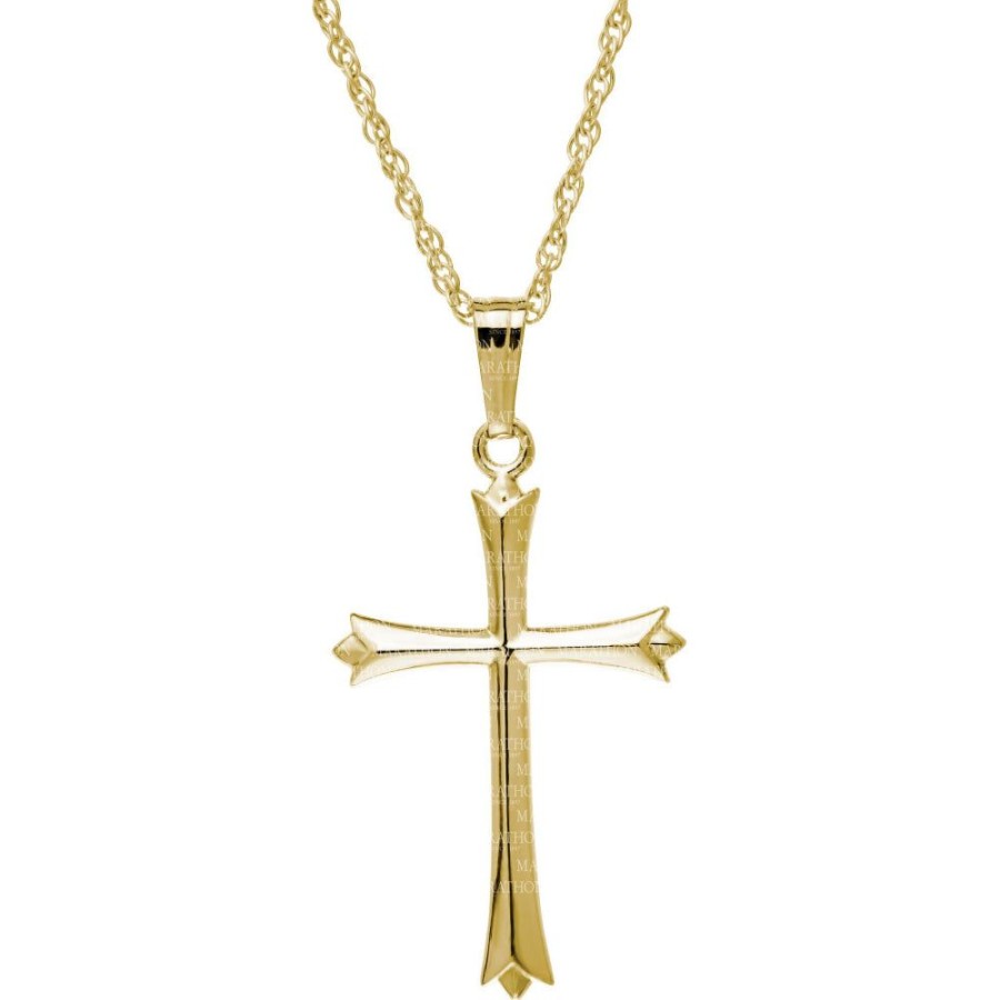 Jewelry Smyth Jewelers | 14K Yellow Gold Cross Pendant Necklace 18" Heavy Rope